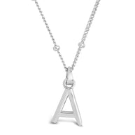 Sterling Silver Initial Necklace with Beaded Chain