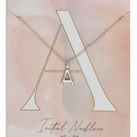 Sterling Silver Initial Necklace with Beaded Chain