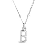Sterling Silver Initial Necklace with Beaded Chain