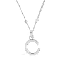 Sterling Silver Initial Necklace with Beaded Chain