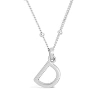 Sterling Silver Initial Necklace with Beaded Chain