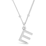 Sterling Silver Initial Necklace with Beaded Chain