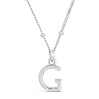 Sterling Silver Initial Necklace with Beaded Chain