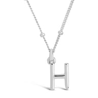 Sterling Silver Initial Necklace with Beaded Chain