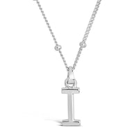 Sterling Silver Initial Necklace with Beaded Chain