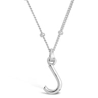 Sterling Silver Initial Necklace with Beaded Chain