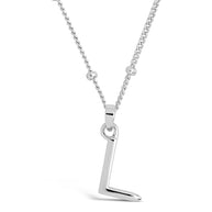 Sterling Silver Initial Necklace with Beaded Chain