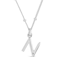 Sterling Silver Initial Necklace with Beaded Chain