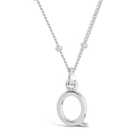 Sterling Silver Initial Necklace with Beaded Chain