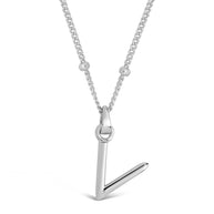 Sterling Silver Initial Necklace with Beaded Chain