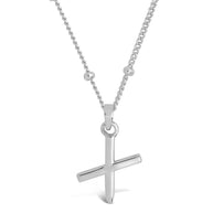 Sterling Silver Initial Necklace with Beaded Chain