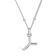 Sterling Silver Initial Necklace with Beaded Chain