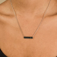Sterling Silver Bar Initial Necklace
