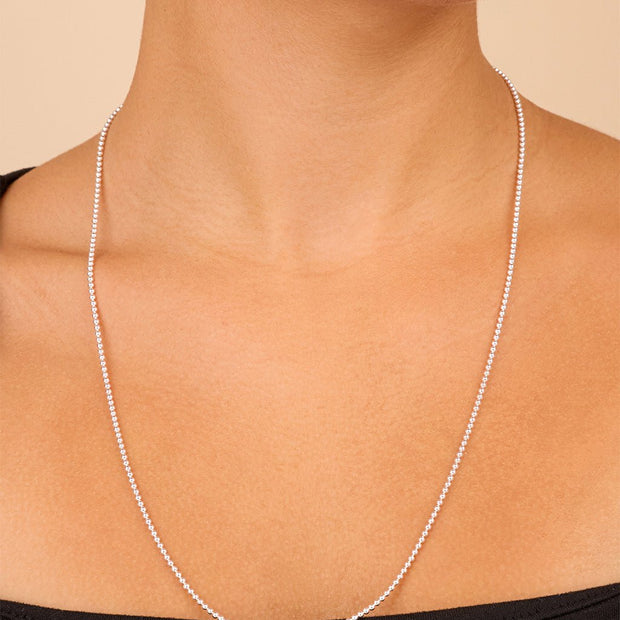 Sterling Silver Basia Dainty Beaded Chain Necklace
