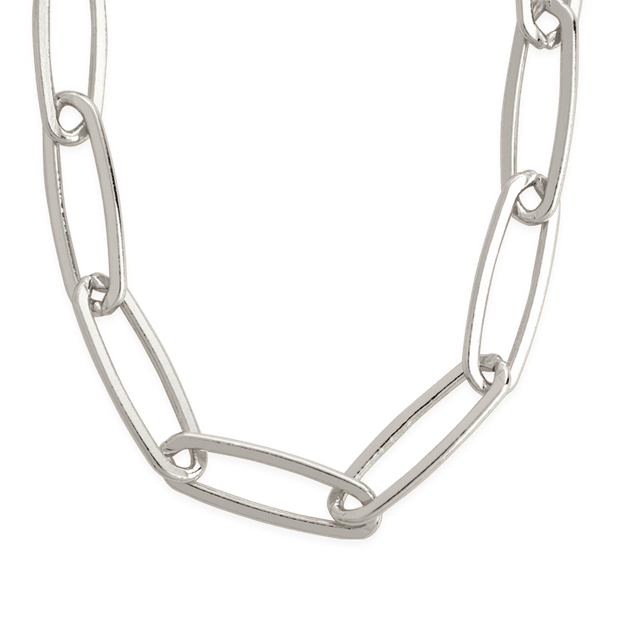 Sterling Silver Large Elongated Paperclip Chain Necklace