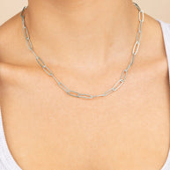 Sterling Silver Large Elongated Paperclip Chain Necklace