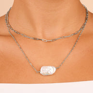 Chain Link and Pearl Layered Necklace