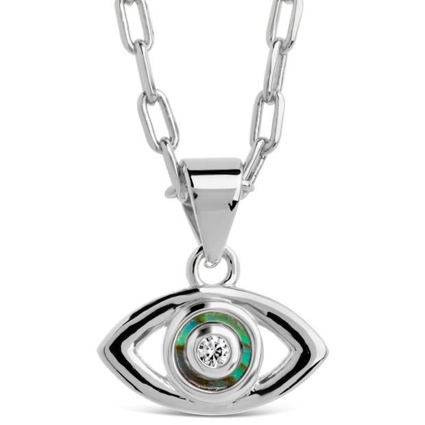 Leidy CZ & Mother of Pearl Evil Eye Pendant Necklace