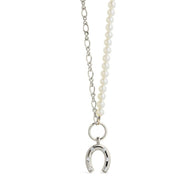 Elva Pearl CZ Horseshoe Necklace
