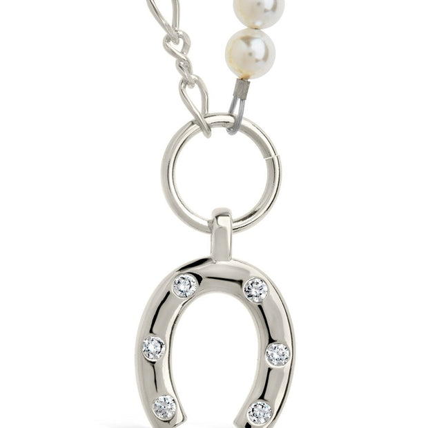 Elva Pearl CZ Horseshoe Necklace