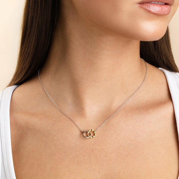 Sterling Silver Interlocking Heart Charm Necklace