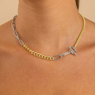Suzanne Mixed Link Dual Tone Chain Necklace
