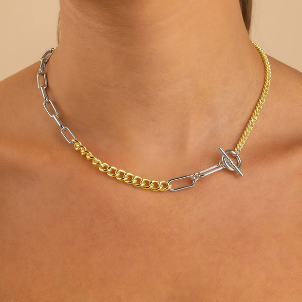 Suzanne Mixed Link Dual Tone Chain Necklace