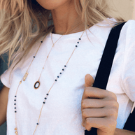 Black Spinel Necklace Layering Set