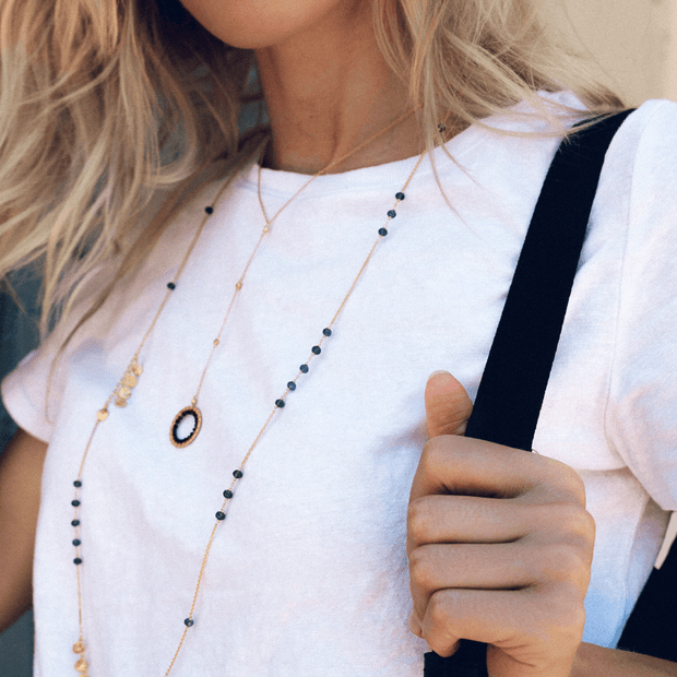 Black Spinel Necklace Layering Set
