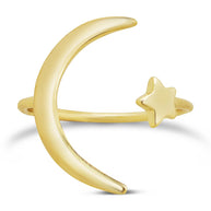 Sterling Silver Crescent Moon Open Ring