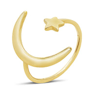 Sterling Silver Crescent Moon Open Ring