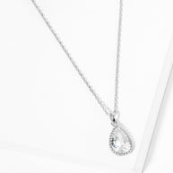 Gold Dipped CZ Teardrop Stone Pendant Necklace