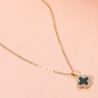Reversible Stainless Steel Quatrefoil Pendant Necklace