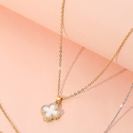 Reversible Stainless Steel Quatrefoil Pendant Necklace