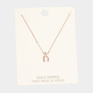 Gold Dipped Wishbone Pendant Necklace