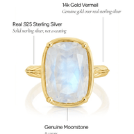 Sterling Silver Elongated Cushion Moonstone Cocktail Ring