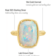 Sterling Silver Elongated Cushion Opal Cocktail Ring