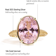 Sterling Silver Oval Cut Pink Sapphire CZ Cocktail Ring