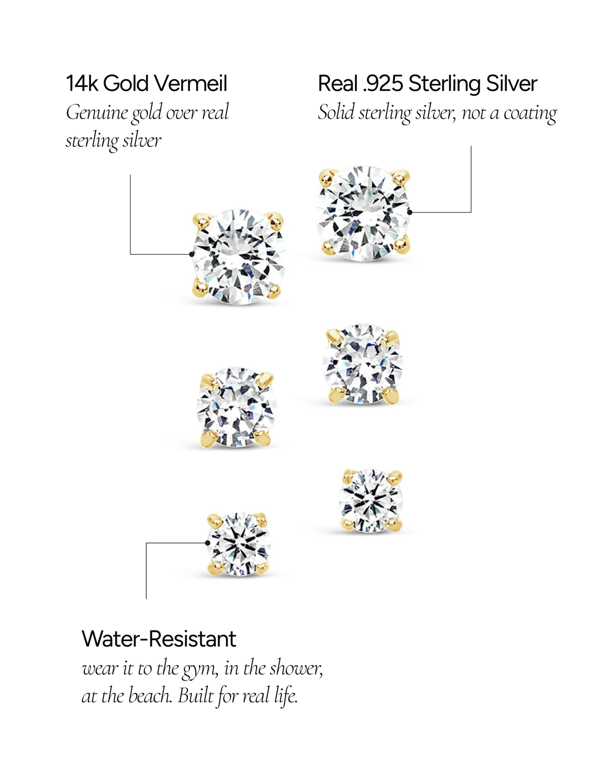 Sterling Silver CZ Stud Earring Set