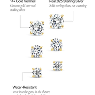 Sterling Silver CZ Stud Earring Set