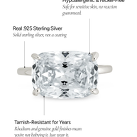 Sterling Silver Cushion East-West Ring