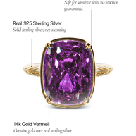 Sterling Silver Elongated Cushion Amethyst CZ Cocktail Ring