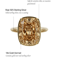 Sterling Silver Elongated Cushion Champagne CZ Cocktail Ring