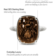Sterling Silver Elongated Cushion Chocolate CZ Cocktail Ring