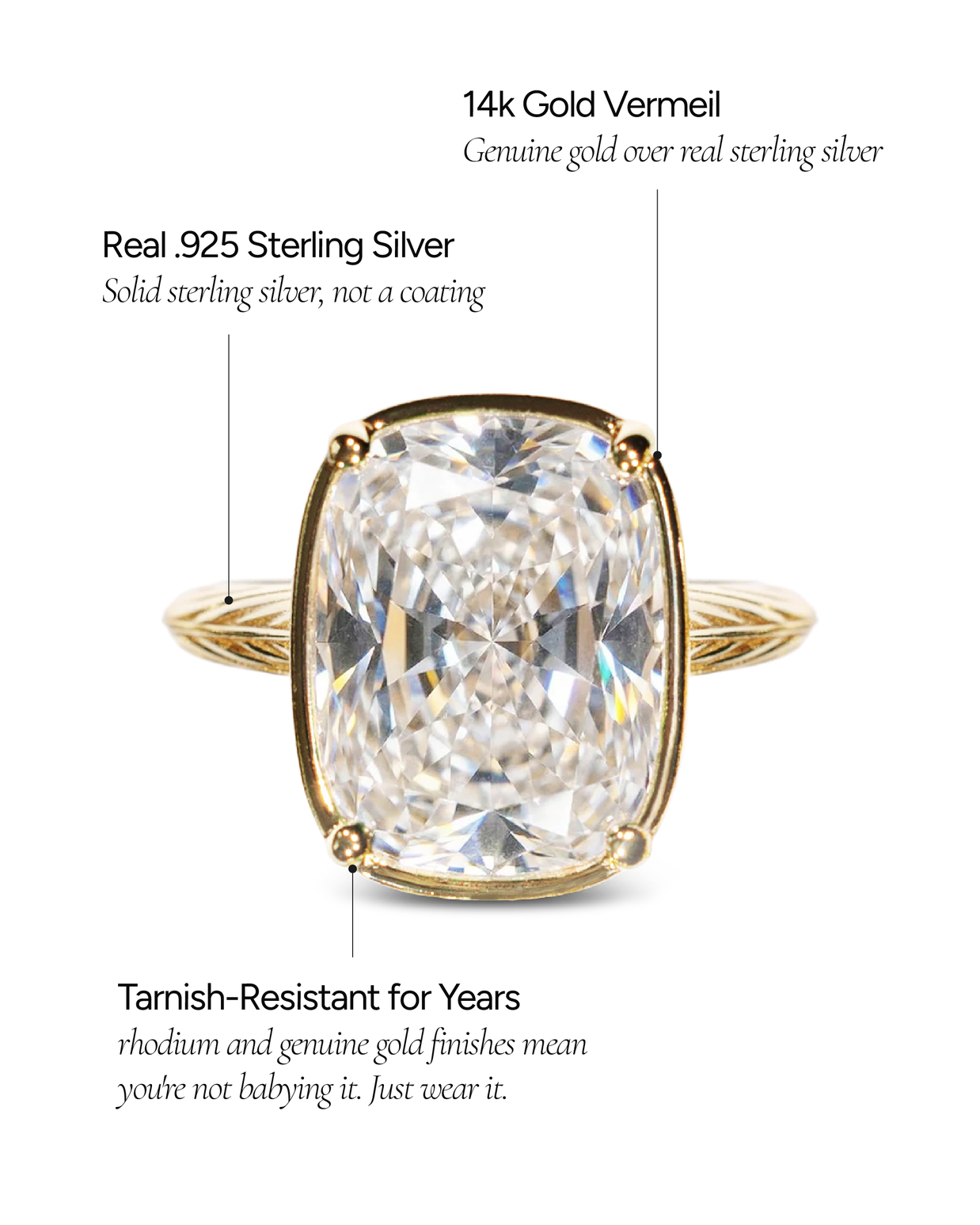 Sterling Silver Elongated Cushion Cocktail Ring 4ct & 8ct