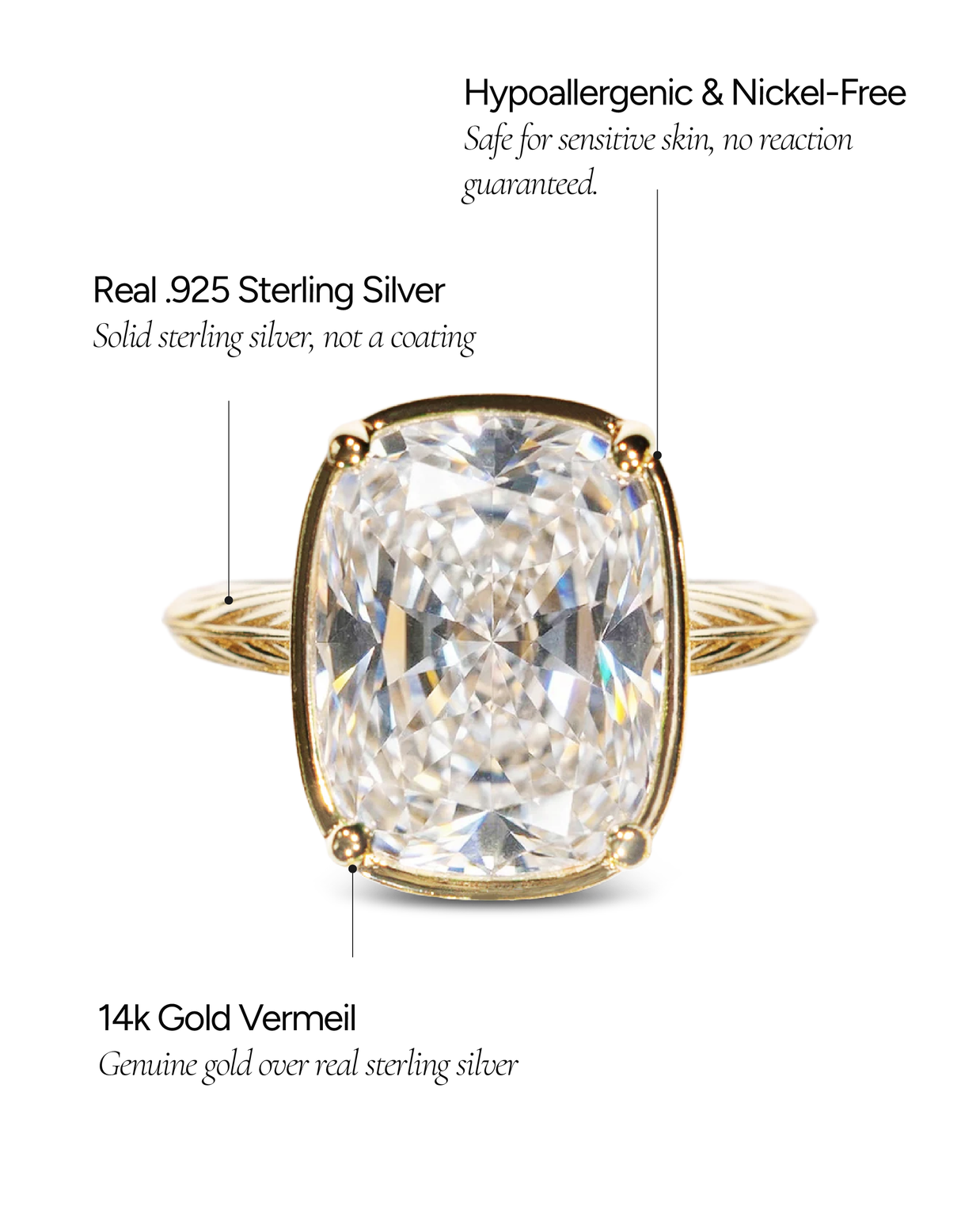 Sterling Silver Elongated Cushion Cocktail Ring
