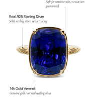 Sterling Silver Elongated Cushion Sapphire CZ Cocktail Ring