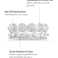 Sterling Silver Melody CZ Bezel Ring Set of 3