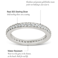 Sterling Silver 2mm Thin CZ Band Ring