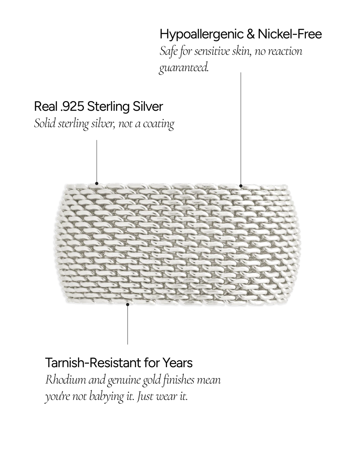 Sterling Silver Wide Mesh Ring
